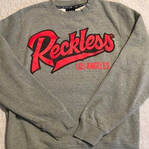 NWOT Young & Reckless Gray Sweatshirt with Red Logo